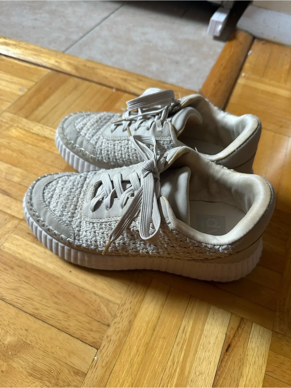 Dolce Vita Cream Woven Lace-Up Espadrille Sneakers